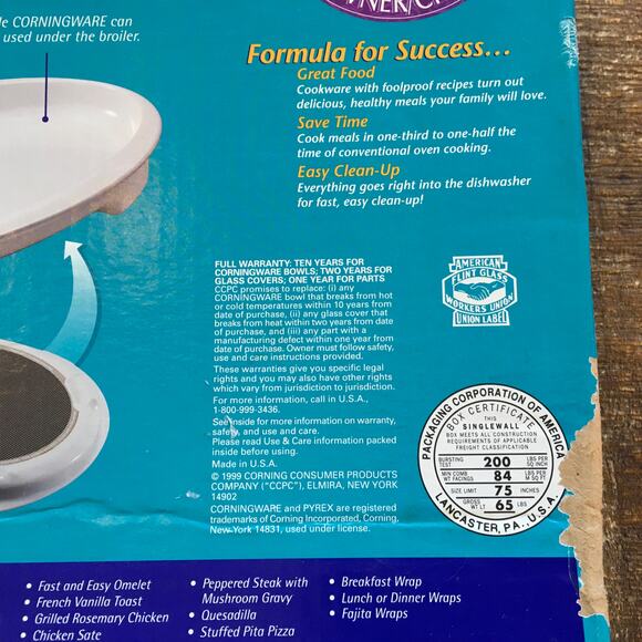 Corningware Microwave Oven Browner Crisper Dish Tray Plate Platter NEW IN BOX - Picture 9 of 9